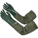 AUAUY 27" PVC Chemical Resistant Gloves, Long Rubber Gloves | Heavy Duty, Waterproof Reusable Long Sleeve Glove for Cleaning Suitable for Chemical, Acid, Alkali and Oil Work