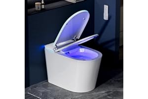 VIPBEAR Smart Toilet with Bidet Built in, Bidet Toilet with Heated Seat and Night Light, Modern Tankless Toilet with UV for Bathroom, One Piece Toilets with Soft Close, Dryer, Foot Sensor, Auto Lid&Seat