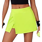 PINSPARK Womens Tennis Skirt High Waisted Mini Skirts with 2 Pockets Side Slit Athletic Golf Skorts for Workout Pickleball