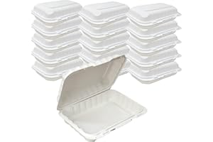 QNP Supplies 150 Pack Recyclable Hinged Take Out Food Containers - Microwavable To Go Boxes - Snap Tight Dual Lock Lids with 