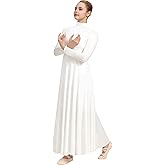 Sanmsoner Women Praise Dance Dress High Neck Long Sleeve Dancewear Worship Liturgical Dress