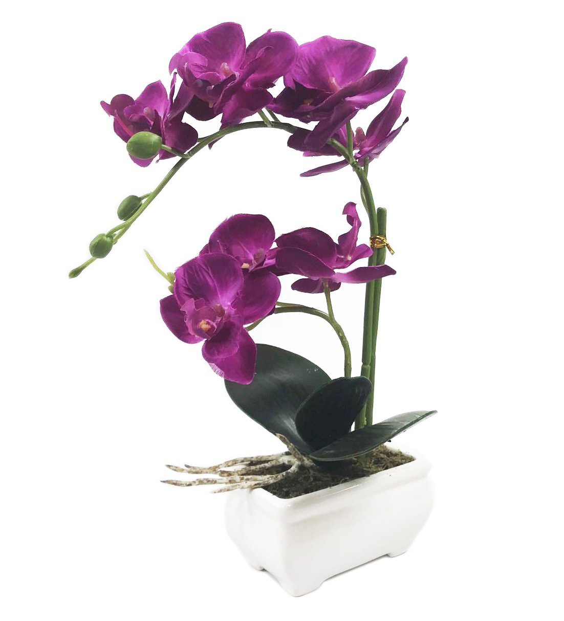 PEPPERLONELY Brand 13" H Artificial Ceramic Potted Plant Orchid, Purple