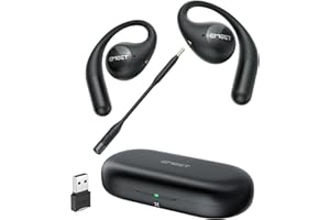EMEET AirFlow Open Ear Headphones with Mic, Bluetooth 5.3 Wireless Headsets with Detachable Microphone, ENC Noise Cancelling, Multipoint Pairing, Ultra Comfort, Wireless Earbuds for Work, home, office
