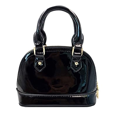 Buddy Supplies Buddy Women Fashion Shoulder Bag Patent Leather Handbag Mini Top Handle Satchel Tote Purse Black