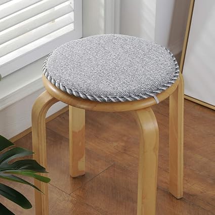 Be Xn Solide Tabouret De Bar Coussin Coton Rond Coussin De Chaise Avec Attaches Antiderapants Respirant Chaise Coussins Pour Chaises Gris 30x30cm 12x12inch Amazon Fr Cuisine Maison