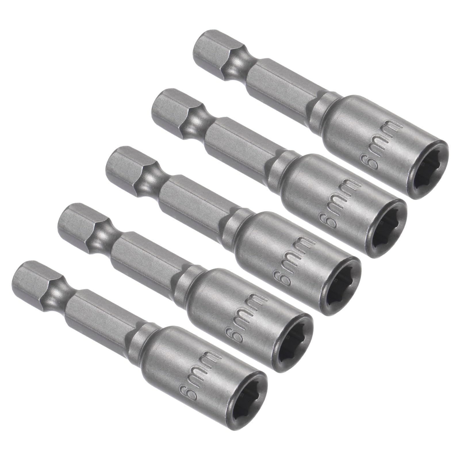 CoCud Quick-Change Nut Setter Driver Bit, 6mm Metric 48mm Length 1/4" Shank, CR-V Magnetic Straight Shank Setter Drill Bits - (Applications: for Auto Repair) - 5pieces