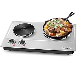 Hot Plate,Cusimax Double Burner 1800W Cast Iron
