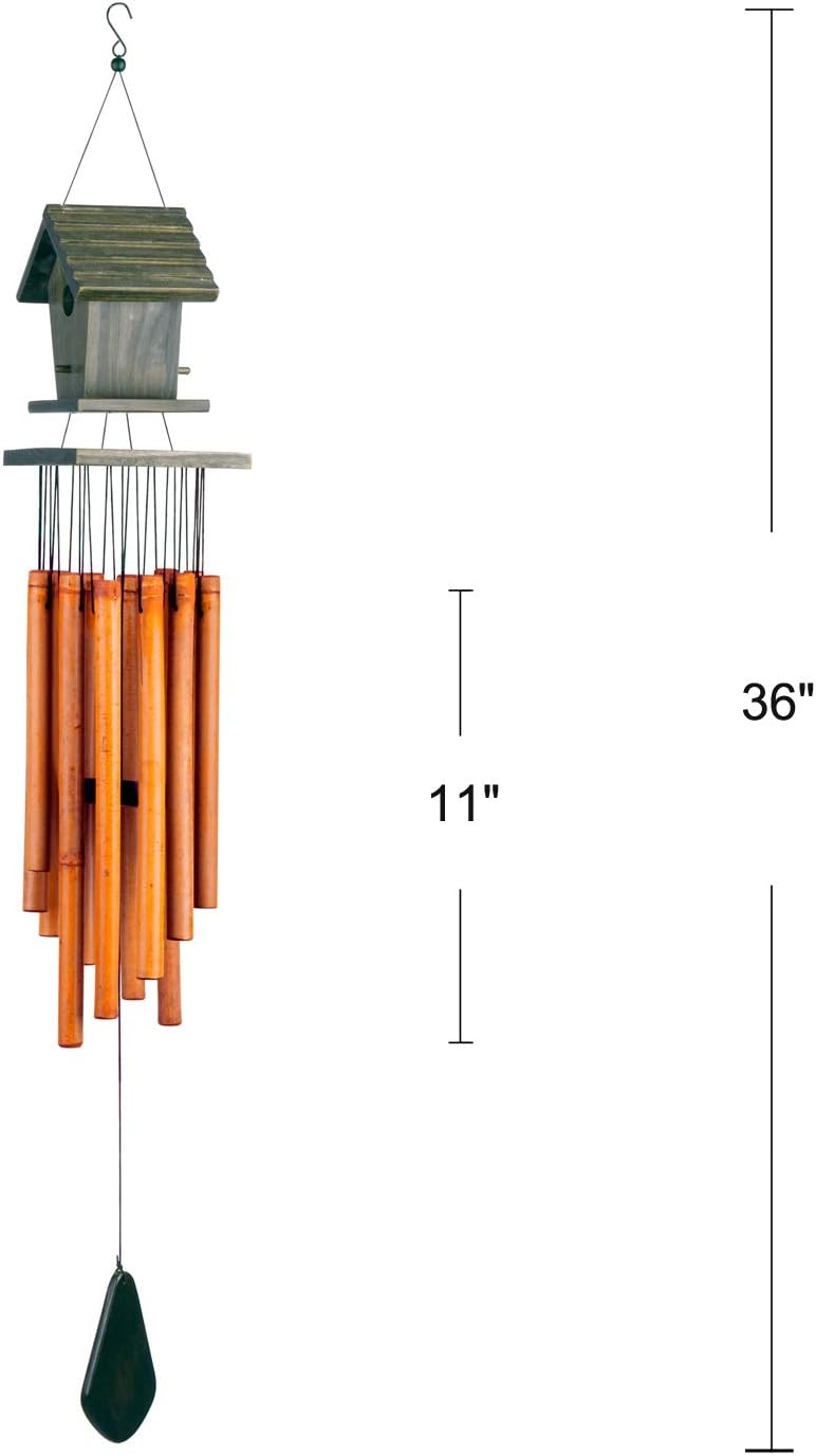 WOODMUSIC Wind Chime Outdoor, 36'' Bamboo Wooden Birdhouse Wind Chimes for Ourdoor & Indoor, Garden, Yark, Patio and Home Décor : Garden & Outdoor