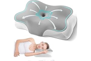 SILKENA Cervical Neck Pillow, Ergonomic Side Sleeper Pillow for Neck Support, Cooling Memory Foam Pillows for Sleeping, Contour Orthopedic Bed Pillows for Side Back Stomach Sleepers with Removable Pillowcase