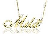AOLO Mila Heart Name Necklace 18k Gold Plated