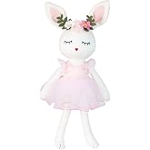 JUSTQUNSEEN Ballerina Doll Easter Stuffed Animal Bunny Plush Animal Doll, Plush Rabbit Toy Bunnys Stuffed Animals for Girls Easter Animals on Party Birthday Christmas