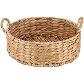 YRLSOTGE Round Water Hyacinth Storage Baskets for Organizing Round Wicker Basket with Double Handles-Wicker Baskets for Shelves