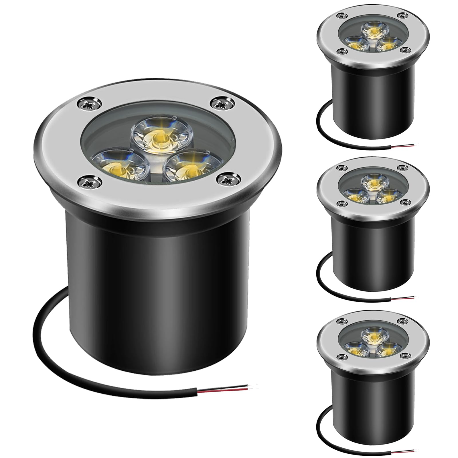 AHOTSUK Outdoor Ground Lights Mains Powered Garden Buried Light 3W 24V LED Ground Lights Low Voltage Recessed Ground Pathway IP67 Underground Recessed Inground Warm White 300 Lumen