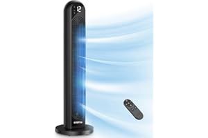 Oraimo Tower Fan 42 inch, 29ft Air Supply Distance, Quiet 120° Oscillating Fan with 12 Speeds, 4 Modes, 12H Timer, Standing Bladeless Tower Fan with Remote & Full LED Display, OHF-811A Wide-Wind Fan