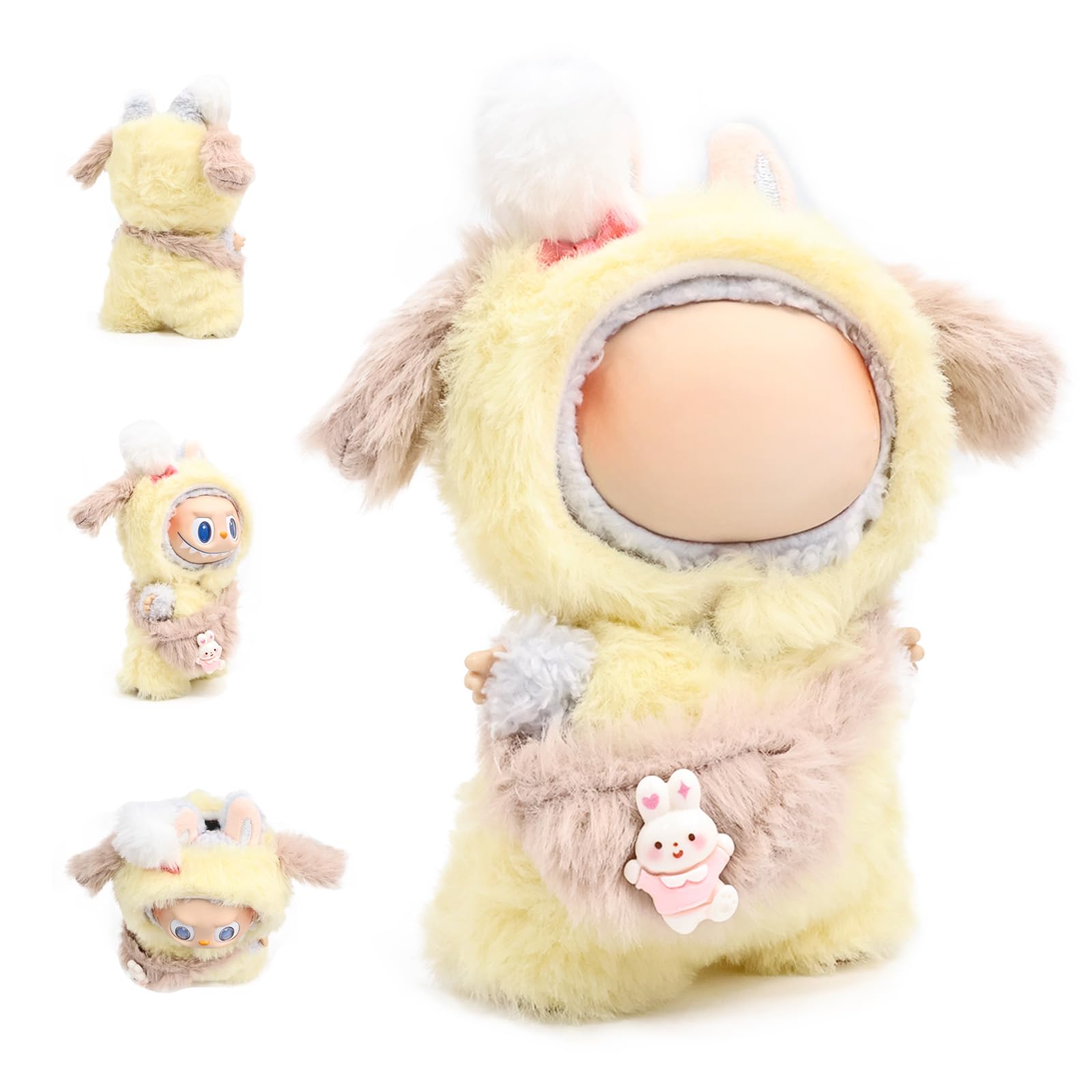 HiOKOU Clothes for labubu 17cm Accessories Suit Cute Clothes for Doll Dress up Animal Style Outfits (NO Doll)（Rabbit）