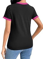Remidoo Womens Crew Neck Tops Contrast Binding