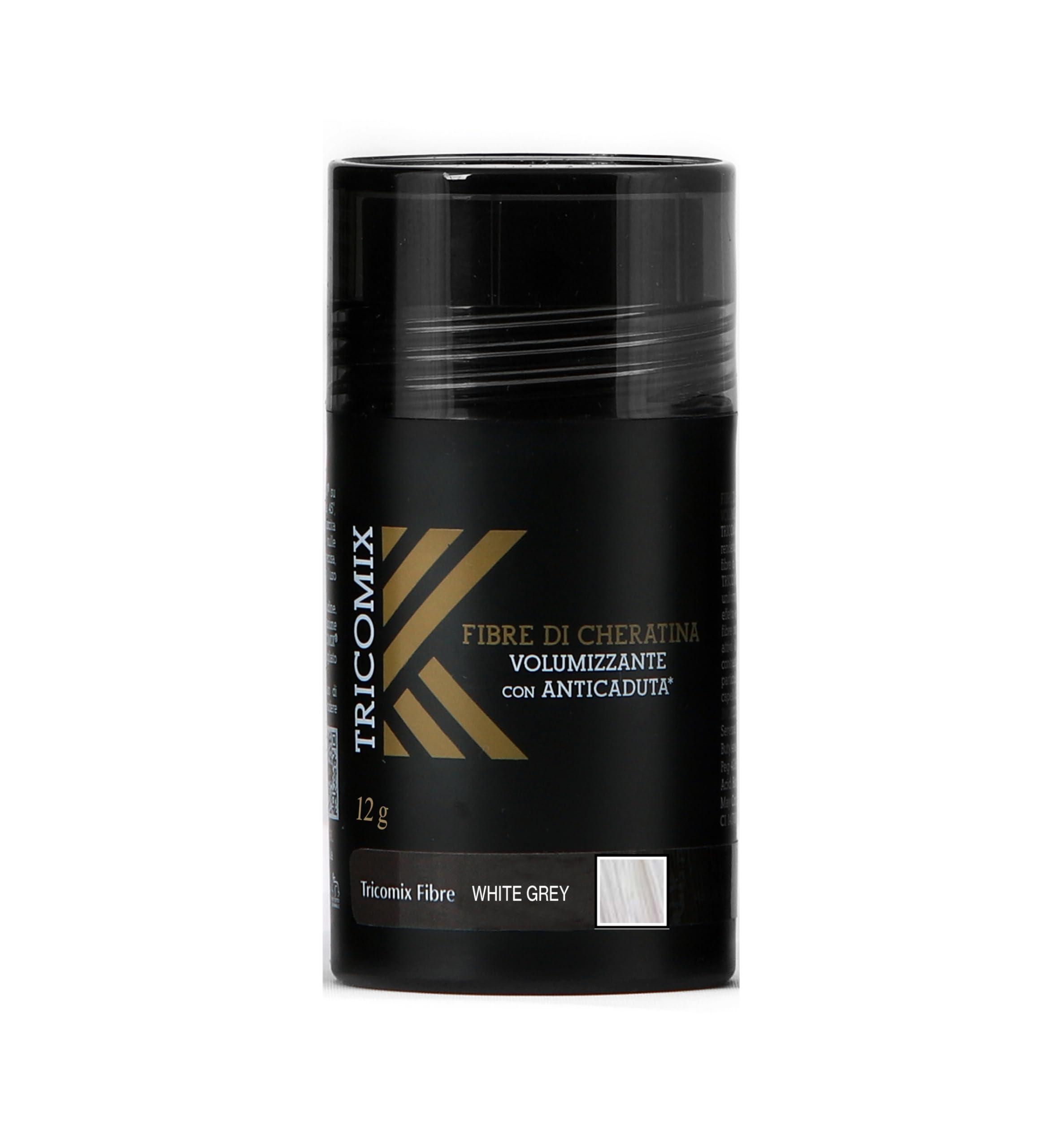Tricomix Fibre White Gray 12gr - Volumizing Keratin Fibers With Anti Hair Loss Principles