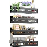 Sevenblue 4 Pack Strong Magnetic Spice Rack for Refrigerator, Multipurpose Magnetic Shelf for Fridge with 4 Hooks for Kitchen