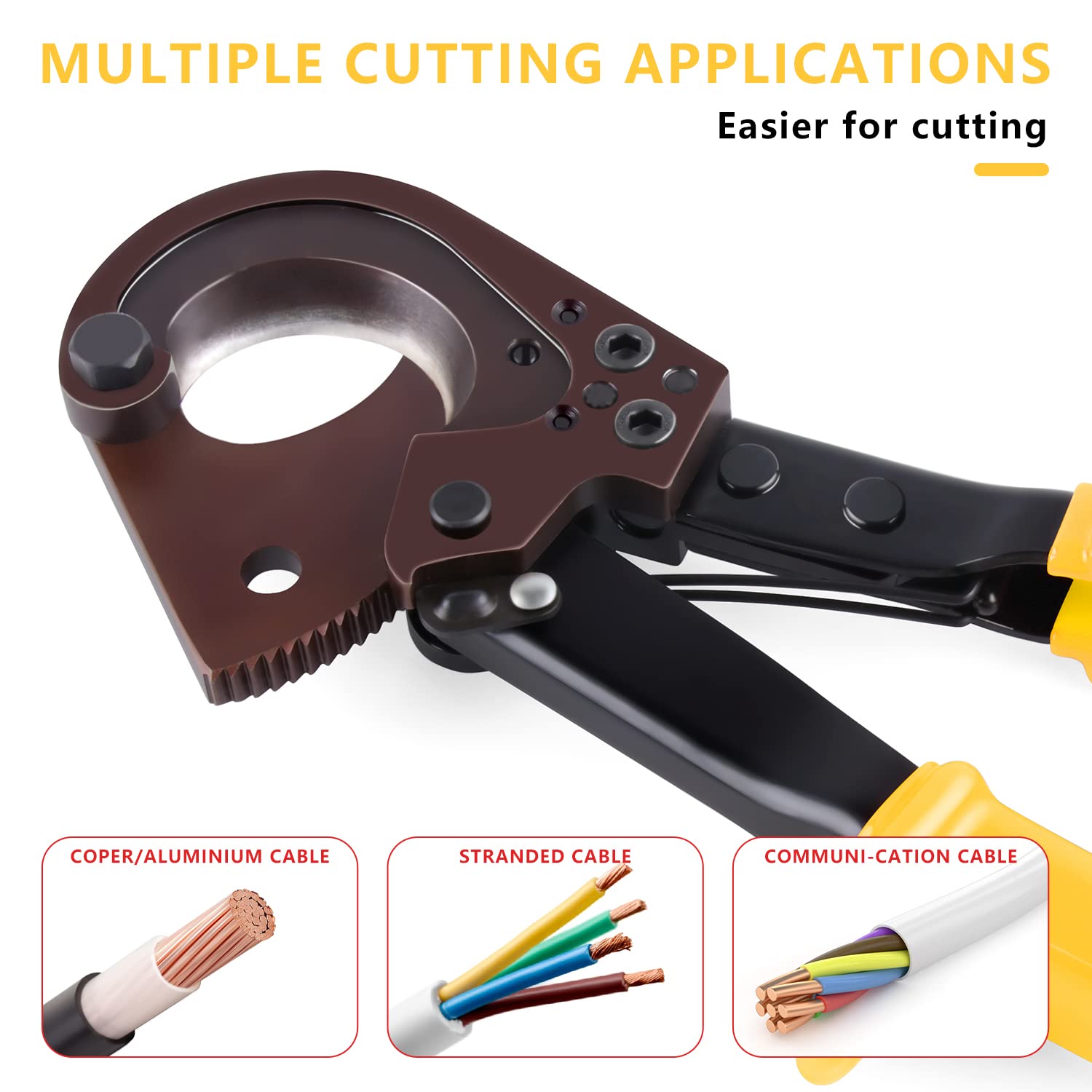 Flytuo FT-325 Ratschenkabelschneider Schwerlast-Werkzeug für Aluminium, Kupfer und elektrische Kabel bis zu 240mm² 3