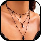 JAVARNV Black Choker Necklace Moon Necklace Gothic Black Choker Necklaces for Women Gothic Jewelry Vintage Dress Accessories