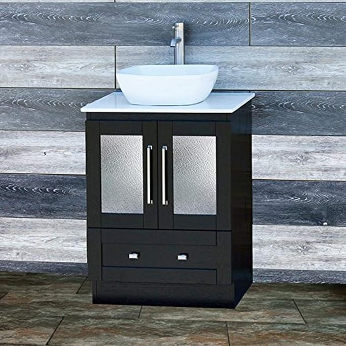 ELIMAX'S 24" Bathroom Vanity Solid Wood 24-inch Cabinet White Quartz ...