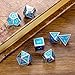 7 Pieces Metal Dices Set DND Game Polyhedral Solid Metal D&D Dice Set with Storage Bag and Zinc Alloy with Enamel for Role Playing Game Dungeons and Dragons, Math Teaching (Silver Edge Sky Blue)