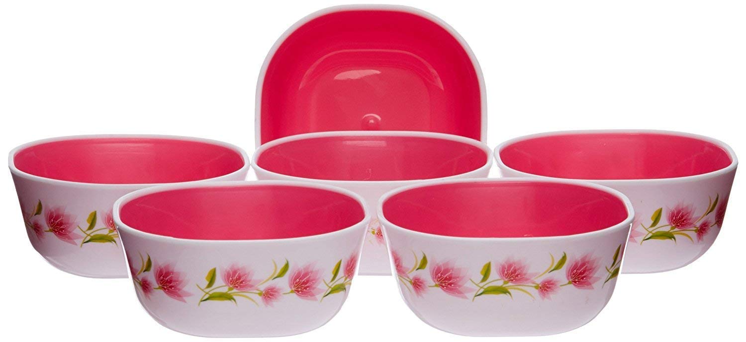 Buy Nayasa Superplast Square DLX Plastic Bowl Set, 200 ml, Set of 6