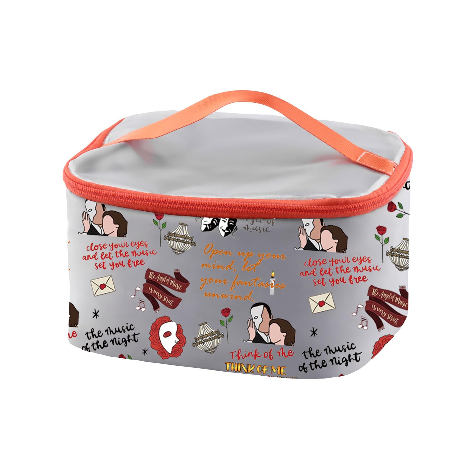 PXTIDY Opera Phantom Drama Inspired Travel Makeup Case Phantom's Mask Cosmetic Organizer Bag Musical Theatre Lover Gift