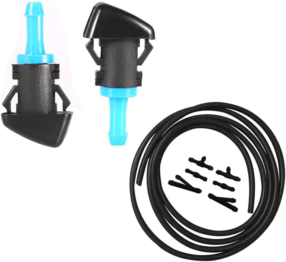 ZHParty WINDSHIELD WASHER WIPER NOZZLE SPRAYER with Connector & (7Ft Long) Hose kit Direct Replacement for CHRYS-, DODGE, RAM TRUCK, JEEP–Replaces OEM # 5116079AA, 4805742AB, 68024312AB, 55077460AA