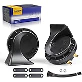 FARBIN Car Horn 12V Compact Motorcycle Horn Super Loud Daul Tone Horns | Black classic design, waterproof, 12V 130dB loud, universal for any 12V vehicles