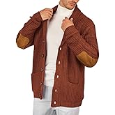 Esobo Men's Shawl Collar Cardigan Sweater Multi-Color Button Down Knitted Sweaters with Pockets