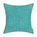 CaliTime Cozy Throw Pillow Cover Case for Couch Sofa Bed Comfortable Supersoft Corduroy Corn Striped Both Sides 18 X 18 Inches Turquoise