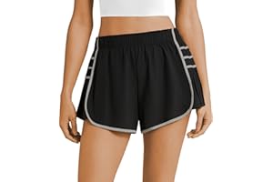 PrinStory Womens Running Shorts Summer Pleated Athletic Quick Dry 2 in 1 Work Out Shorts
