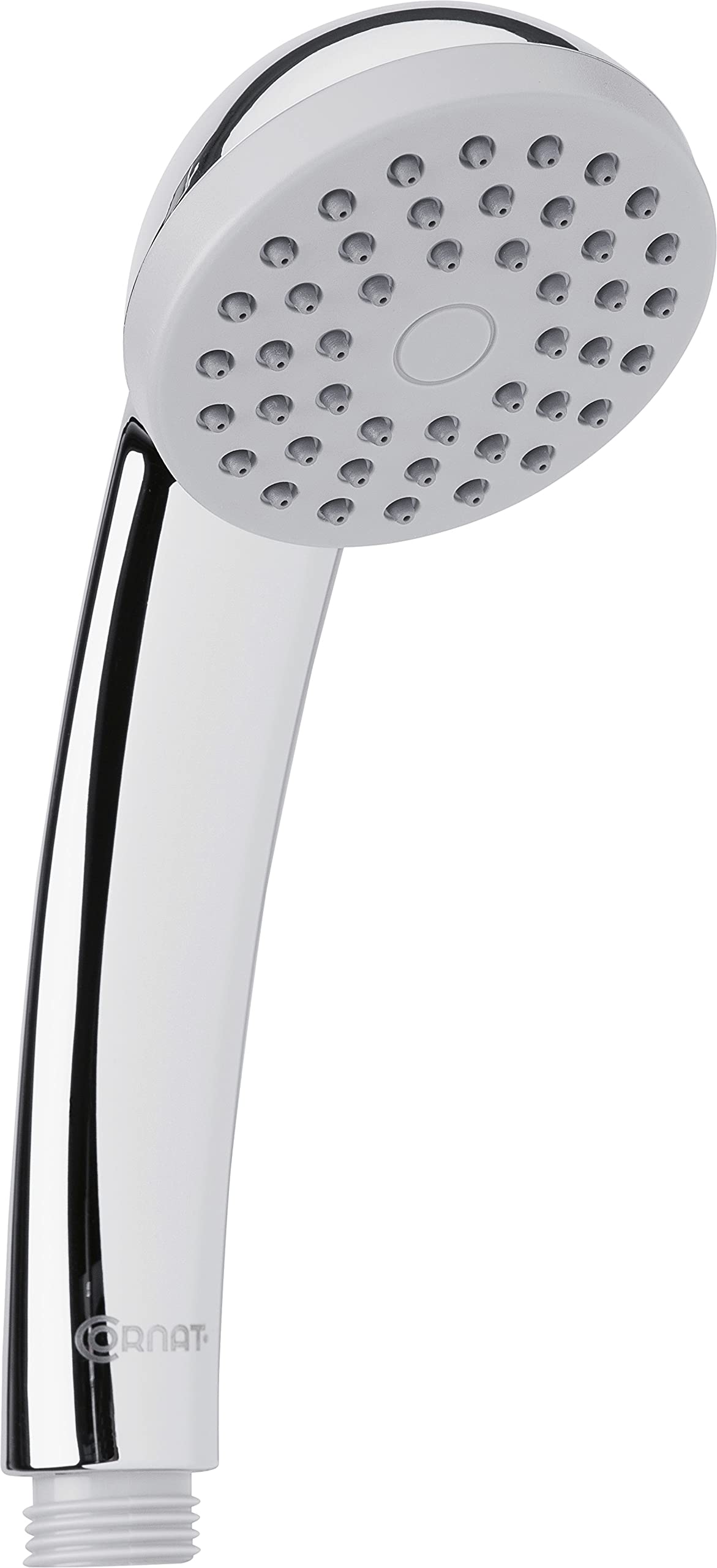 Cornat Amarela TECB3472 Hand-Held Shower Head - 67 mm Head Diameter - Chrome-Plated - 1 Jet Type - Anti-Limescale & Water-Saving Insert/Shower Head for Showers & Baths