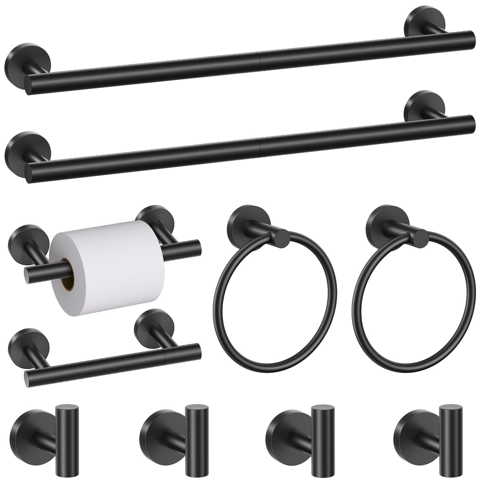 Photo 1 of 10 Pieces Matte Black Towel Bar Set, Black Bathroom Hardware Set Toilet Paper Holder Towle Racks for Bathroom Upgraded Stainless Steel Bathroom Towel Holder Set Bathroom Accessories