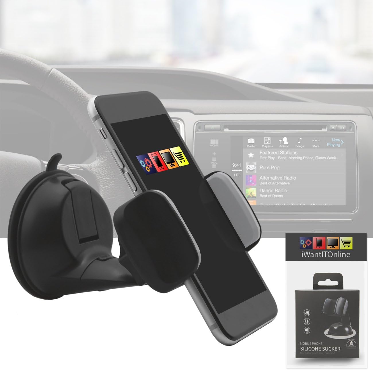 IWIO Sticky Gel Suction Pad Adjustable Grip Mobile Phone Holder Mount for Oppo Mirror 3 - BLACK