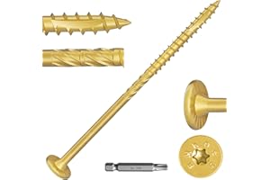 FMHOTU #14 x 5 Inch Wood Structural Lag Screws 54Pcs Star Drive Decking Wood Screws, Rust Resistant Timber Screws for Timber/Log/Landscaping (Yellow)