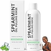 Goswar Spearmint Oil Pulling Rinse,Cold-Pressed Coconut Oil for Whitening Teeth,Organic Peppermint Pulling Oil Maintain Gum Health & Freshness Breath(237ML/8 FL OZ)