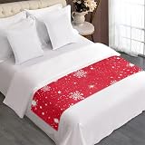 Morbuy 3D Christmas Snowflake Bed Runner 50x240cm Red Bedding Decor view 2