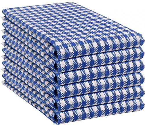 Native Fab 6 Pack Gingham Farmhouse Kitchen Dish Towels Cotton Absorbent Durable Washable 15x25 - Tea Towels, Dish Cloths, Restaurant Cleaning Towels, Kitchen Towels with Hanging Loop, Blue White - Thumbnail 6