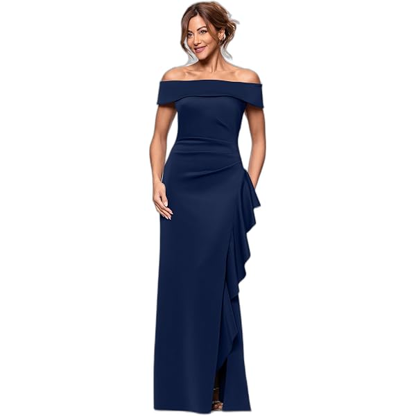 off the shoulder lace sleeve dress Long Sleeve Off-Shoulder Beaded Lace Gown