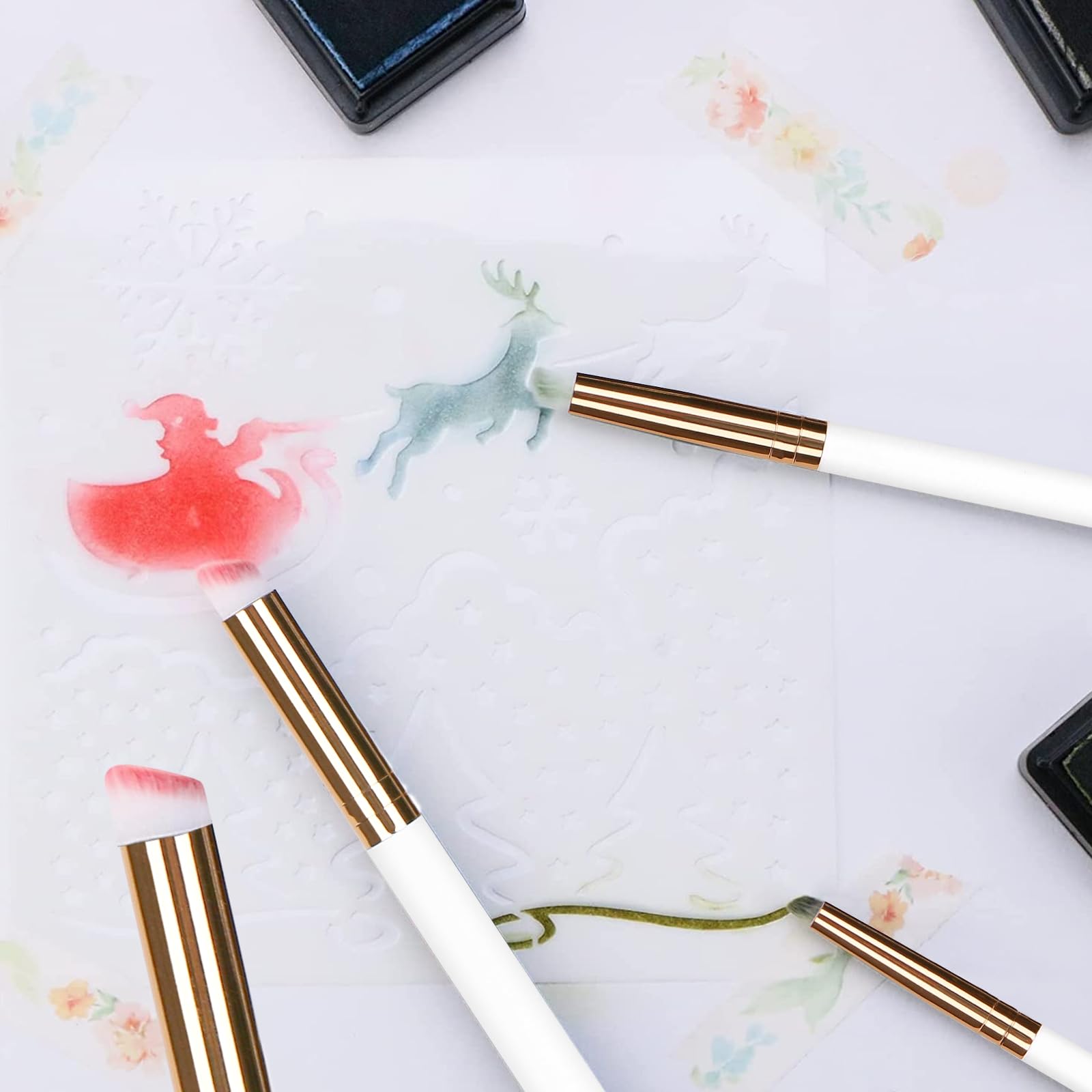 UNIMEIX Mini Blending Brushes For Card Making, Dry Miniature Painting Set, Background Blender Paint Brushes, Small Detailed Paint Brushes (4 Pack - View #3