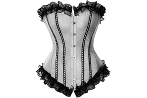Black Corsets for Women Plus Size Corset Renaissance Black Lace Trim Corset Bustier Lace Up Lingerie