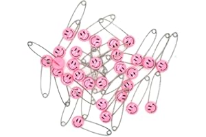 GTONEE Baby Safety Pins - Safety Locking Baby Cloth Diaper Nappy Pins Plastic Head Stainless Steel Diaper Pins Safety Hold Clip Locking Cloth Pins (Pink, 30pcs)