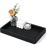Rectangular Tray for Coffee Table,Modern Decorative Tray,Black Concrete Trays,Home Dining Centerpiece Decor,Decorative Trays for Dining Table,Living Room,Kitchen,Counter