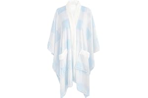 Mellowdy ULazy Blanket, Poncho Shawl Wearable Blanket with Pockets and Sleeves for Women and Men, Warm Snuggie, Soft Fuzzy Robe Fleece Throw for Gifting, Home, Travel (Winter Blue Check)