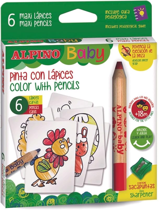 Lápis Baby 6 | Lápis Baby | Lápis de Cores Grossos e Mina Mole | Diverte-se e Aprenda a Pintar