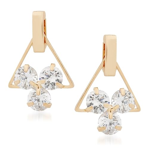 VK Jewels Cubic Zirconia Clip-On Earrings for Women (Golden) (vkerz1342g)
