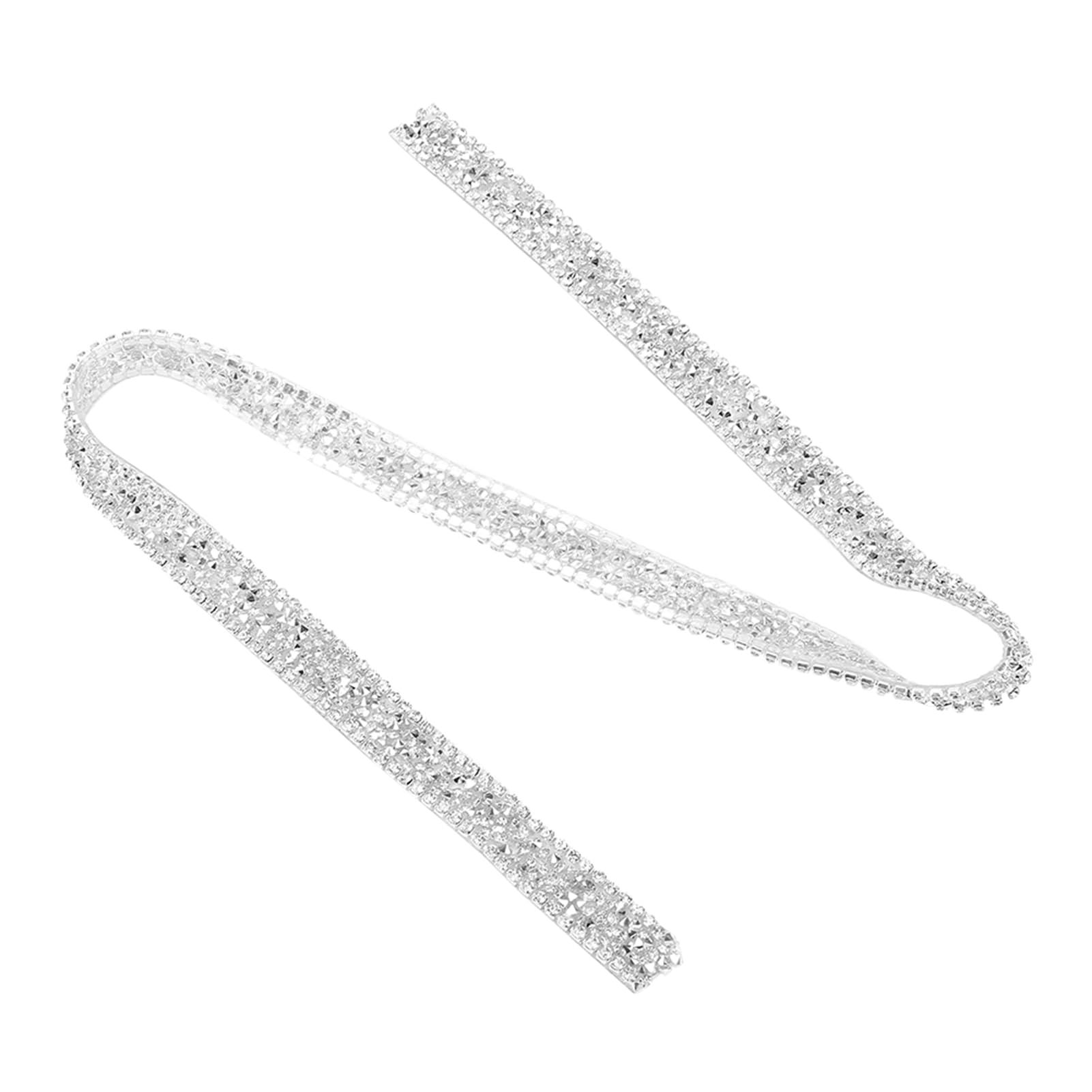 1yard 15mm Diamond Rhinestone Ribbon- Crystal Mesh Wrap Roll Sparkle Banding Belt for Cake Wedding Decoration Party Baby Shower Event Floral Arrangements(Silver)