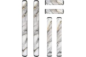 NETILGEN Refrigerator Door Handle Covers Set of 6, Antiskid for Fridge Oven Dishwasher Keep Your Kitchen Appliance Clean from Smudges, Food Stains for Home Decoration, White Grey Gold Marble
